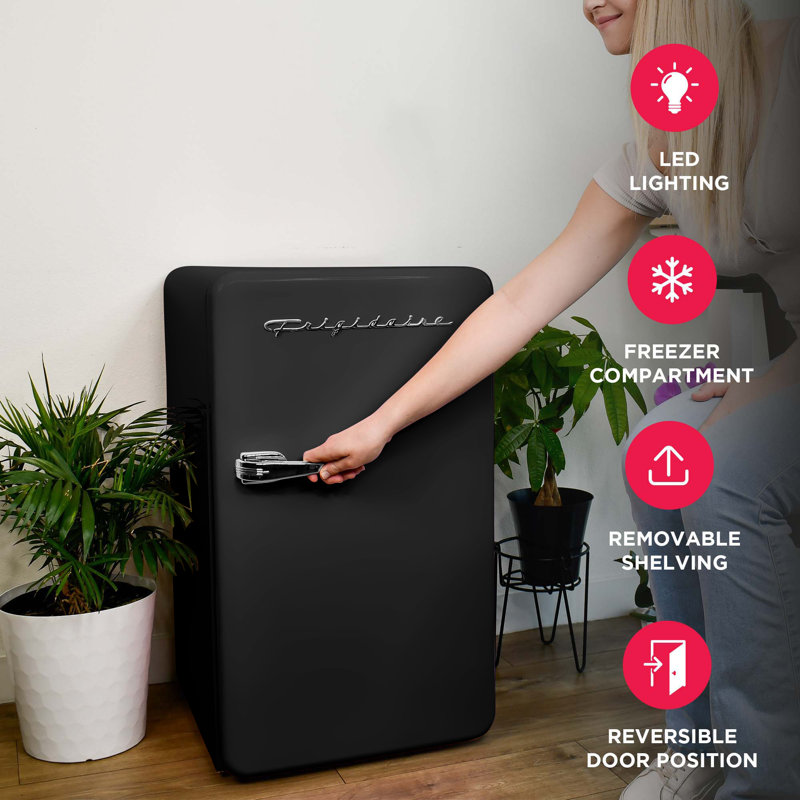 Frigidaire 3.2 cu. ft. Retro Compact Fridge with Chiller, Compact Refrigerator for Office, Dorm, Black