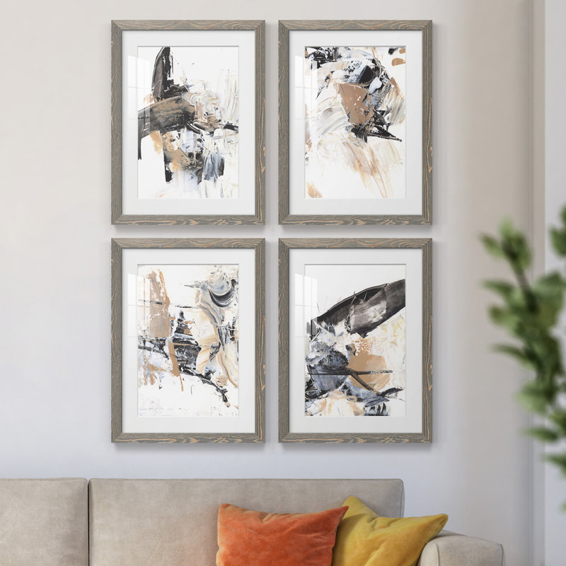 Ruckus I - impression de 4 pièces, Gris, H 31,5 po x l 47 po x P 1,5 po