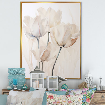 «Minimalisme beige tulipes symphonie I sur toile»
