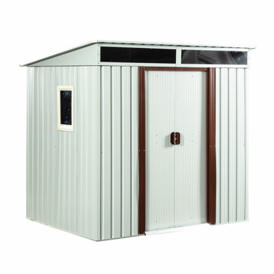Remise lean-to avec porte transparente pour fenêtre l 6 pi x P 5 pi, remise pour outils de construction moderne robuste avec portes coulissantes et cadenas