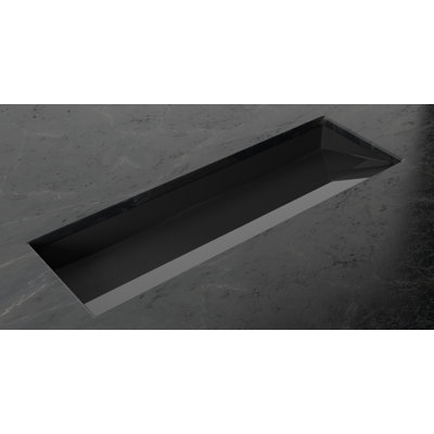 Badeloft 48.8" x 16.1" Rectangular Stone Resin Undermount Ramp Bathroom Sink UB-04-XL-GBLK in Glossy Black