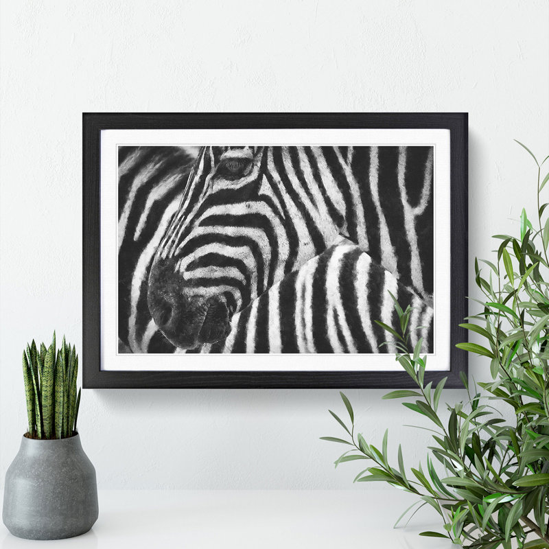 Zebra Vol.2 - Picture Frame Painting, 48cm H x 65cm W x 2cm D, Black