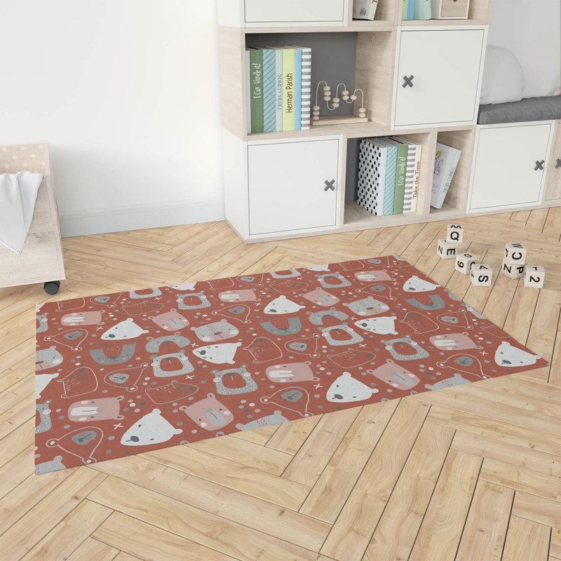 Bear Face Kids Play Mat, Rectangle 5' x 7'