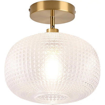 Plafonnier semi-encastré doré, luminaires de couloir, luminaire de plafond rétro, plafonnier en verre globe, plafonnier suspendu, éclairage de maison de campagne pour entrée de salle de bain