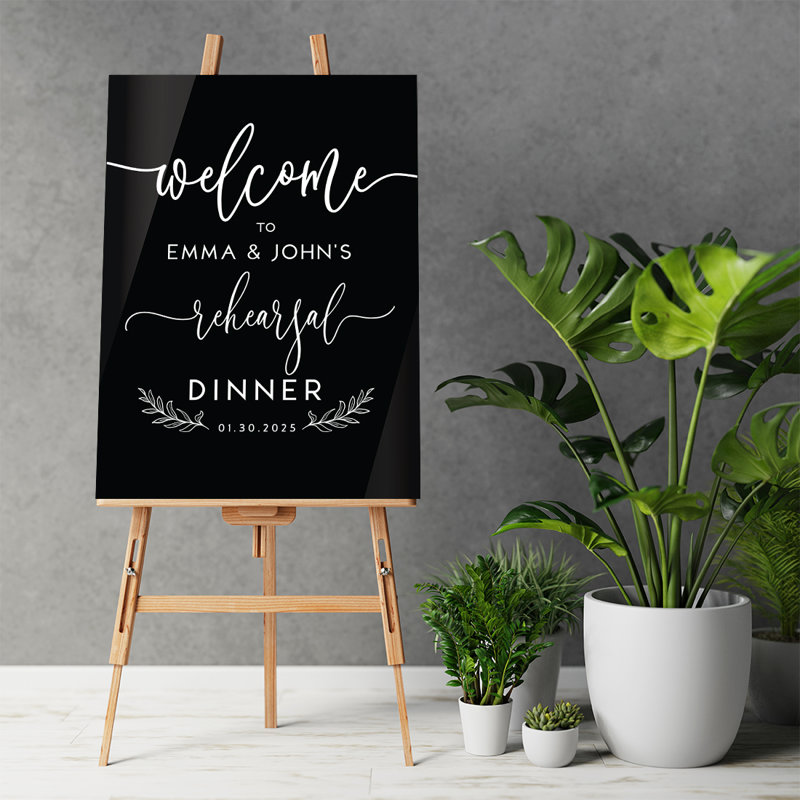 Panneau de bienvenue personnalisé en acrylique pour dîner de répétition de mariage, Oui