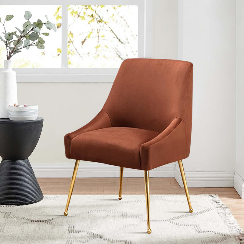  Chaise d'appoint rembourrée Krafick, Velours brun