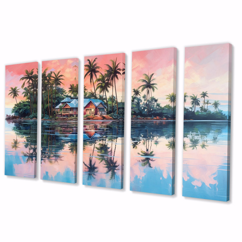 «Seaside Magic - Coastal Wall Art Print», 5 panneaux égaux