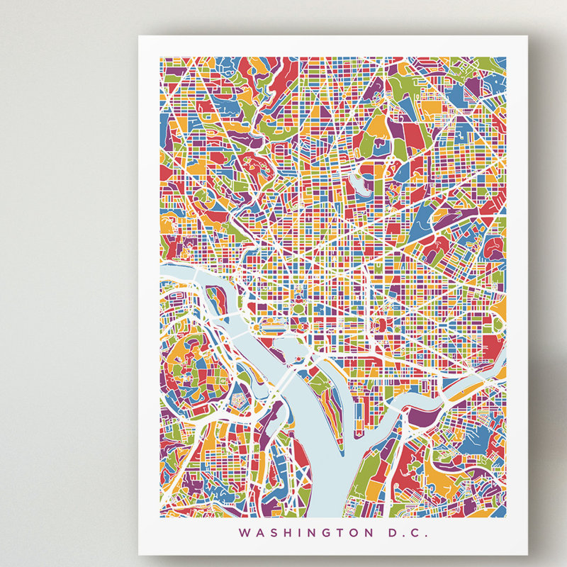 « washington dc street map ii », impression sur toile tendue, H 19 po x l 14 po x P 2 po