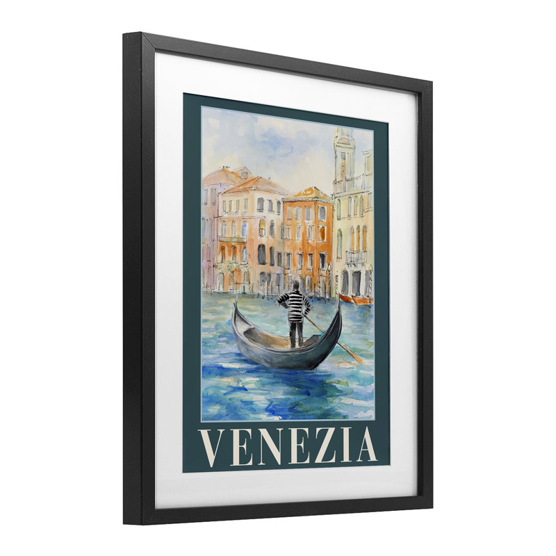 «Venezia Gondola View», reproduction encadrée sous verre, conception de Lanie Loreth, Cadre noir minuit, H 16 po x l 13 po
