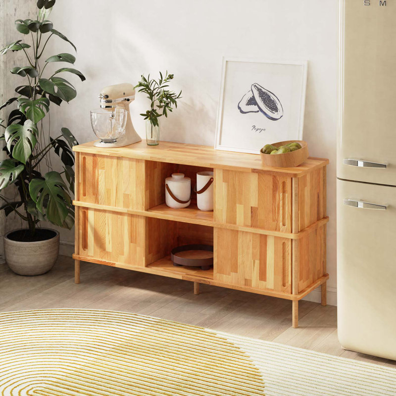 Northampton 60" Wide Minimalist Buffet Sideboard – Solid Wood Storage Cabinet