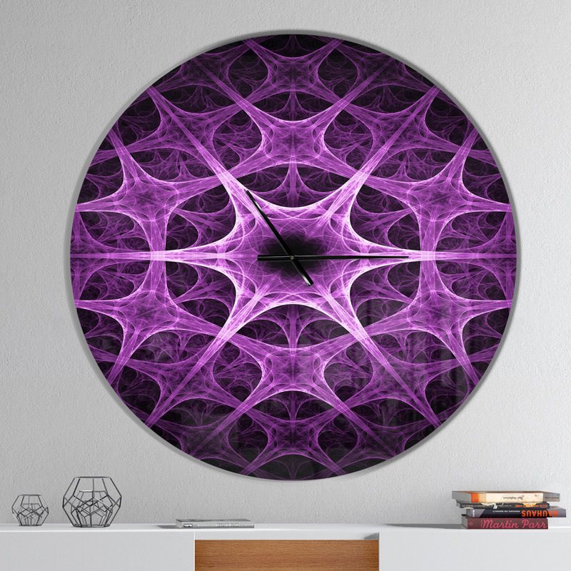 Abstrait fleur d'épine - horloge murale moderne, Grand, Mauve