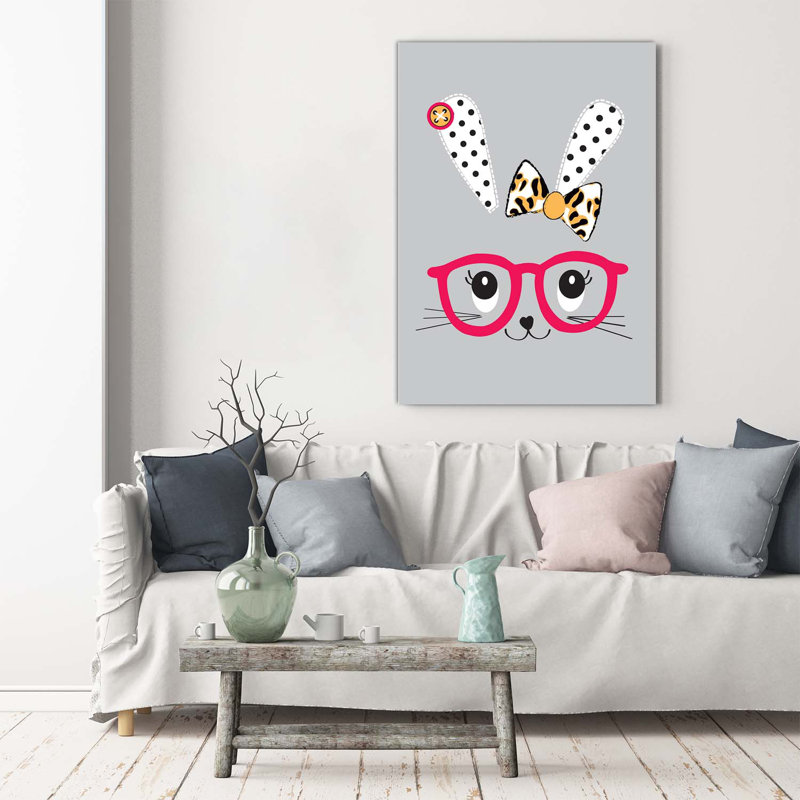 Rabbit With Glasses - Wrapped Canvas Print