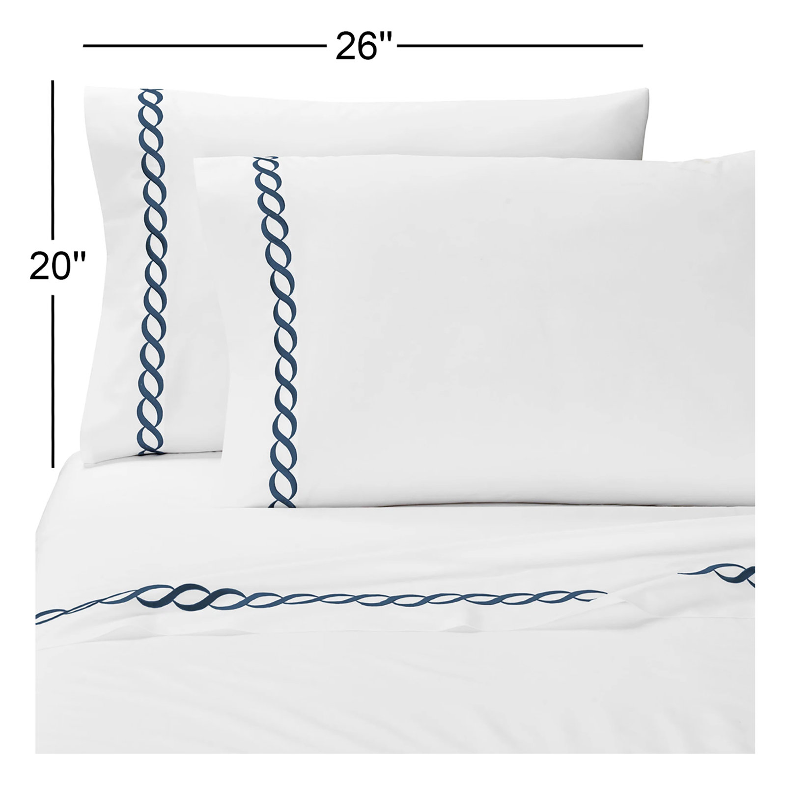Brenna Pima Cotton Pillowcase, Standard, Navy
