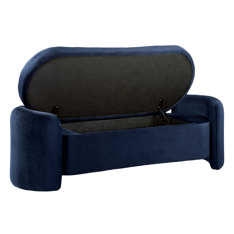  Velvet Upholstered Bench, Midnight Blue