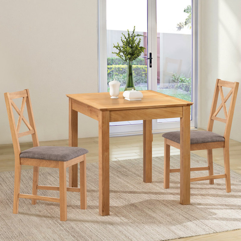 2 - Person Solid Oak Dining Set, Grey