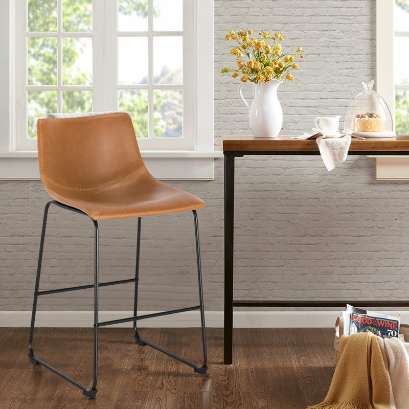 Bela 24" Leatherette Counter Stool, Tan Faux Leather