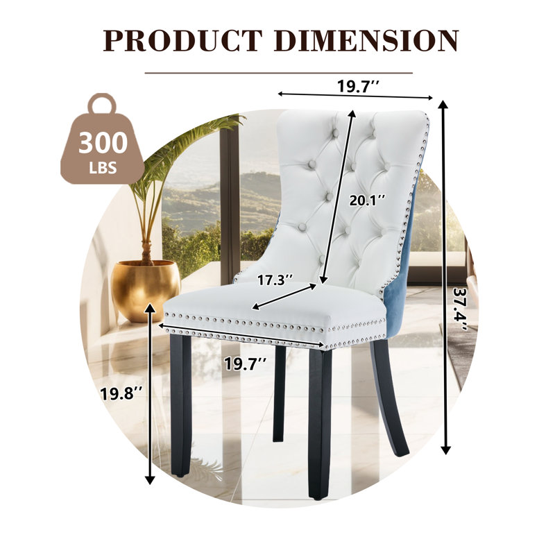 Ensemble de 6 chaises de salle à manger rembourrées Modern Velvet, 4, Bleu