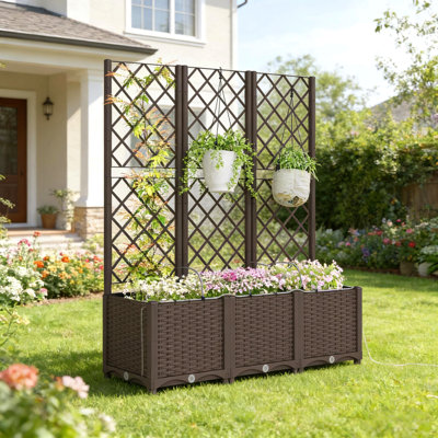 Boîte à fleurs d'extérieur, lit de jardin surélevé pratique à arrosage automatique