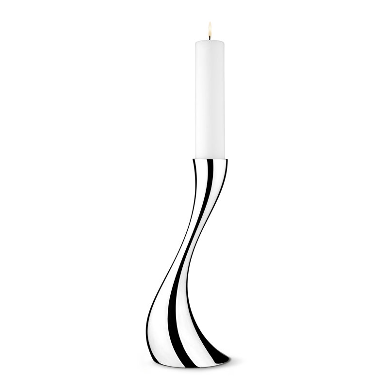 Cobra Stainless Steel Floor Candlestick, 15.75" H x 3.86" W x 3.86" D, Silver