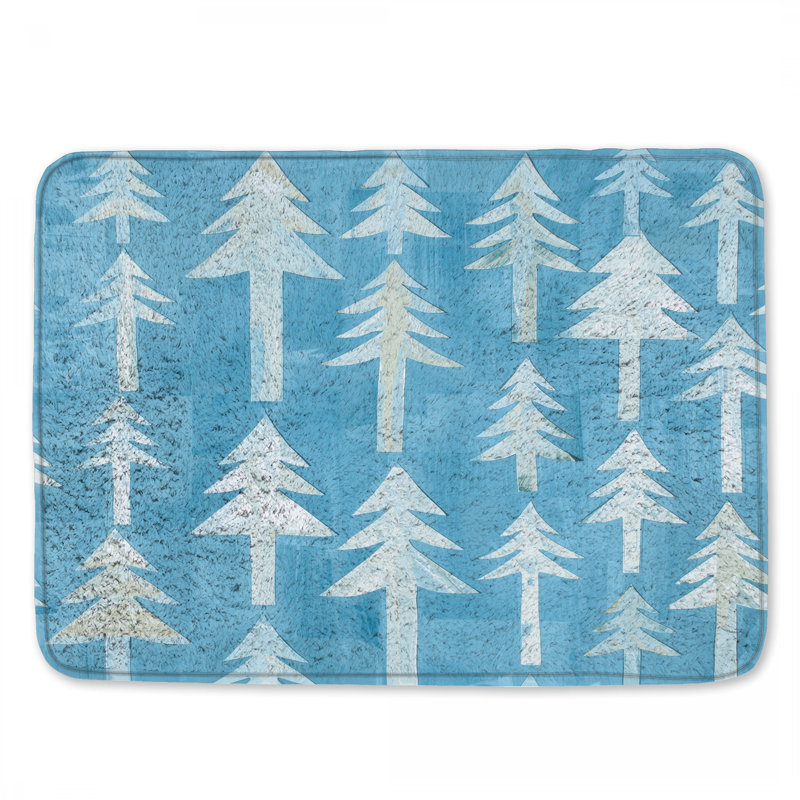 Tapis de bain Blue Pine Trees, L 24 po x L 17 po