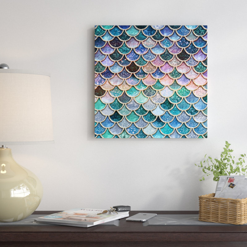 Beach Wall Art - Pink Mermaid Fish Scales by Grab My Art