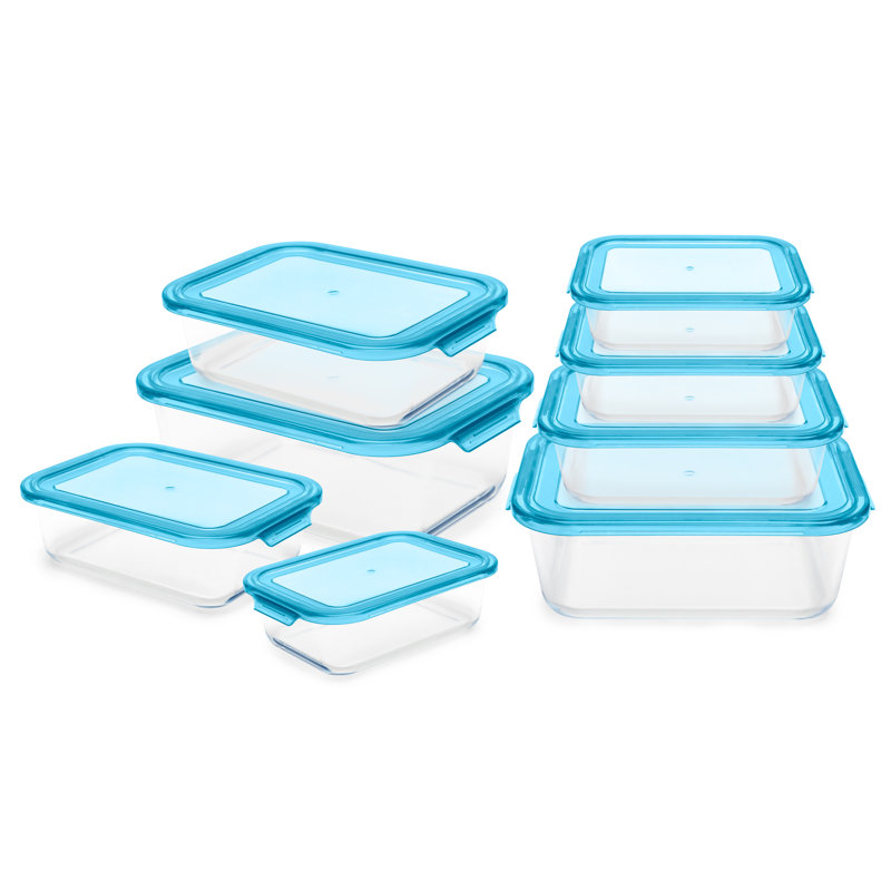Ensemble de 8 contenants alimentaires, Bleu