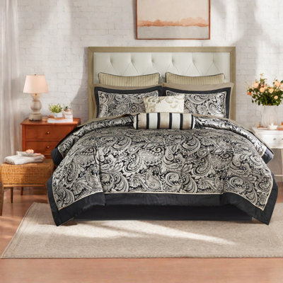Luxury 12 Piece Cotton Bedding Sets, Modern Paisley Full Bedroom Home