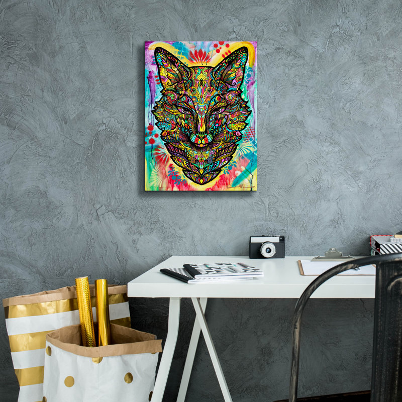 «Spiritual Fox» par Dean Russo, art mural sur toile, H 16 po x l 12 po x P 0,75 po