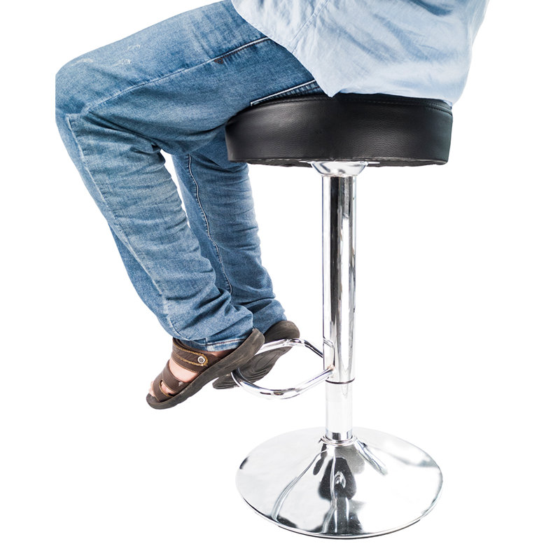Aavi Swivel Upholstered Adjustable Height Counter Stool, Black