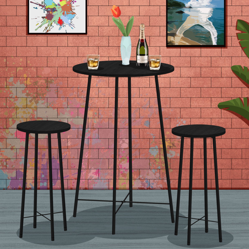 Rayshad 2- Person Counter Height Dining Set, Black/Black