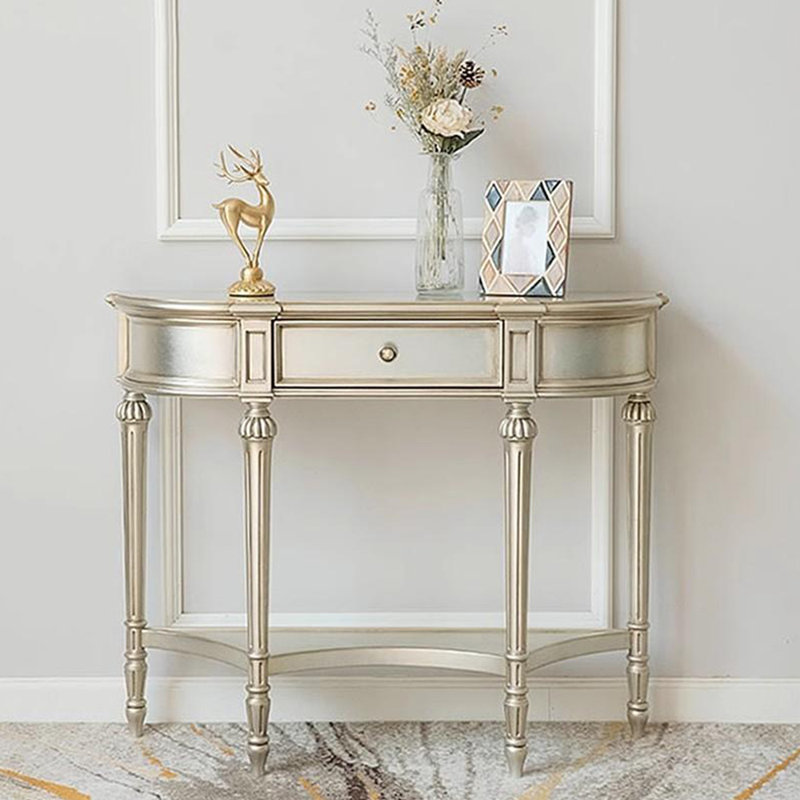 French Style Entryway Cabinet, Champagne Gold, 34.6" H x 63" W x 15" D