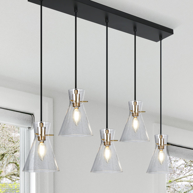 Lustre pour îlot de cuisine à 5 lumières à intensité variable Layni