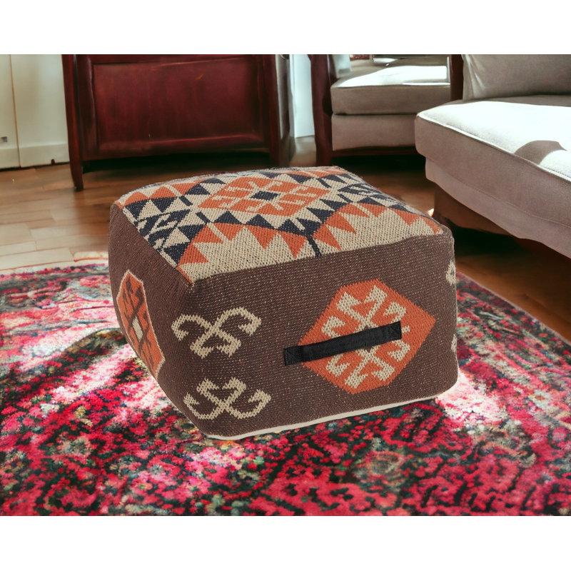 Rhine Southwestern Geometric Hand-Made Square Ottoman Pouf