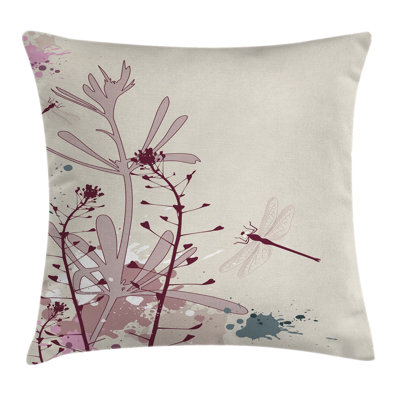 Grunge Dragonfly Square Pillow Cover