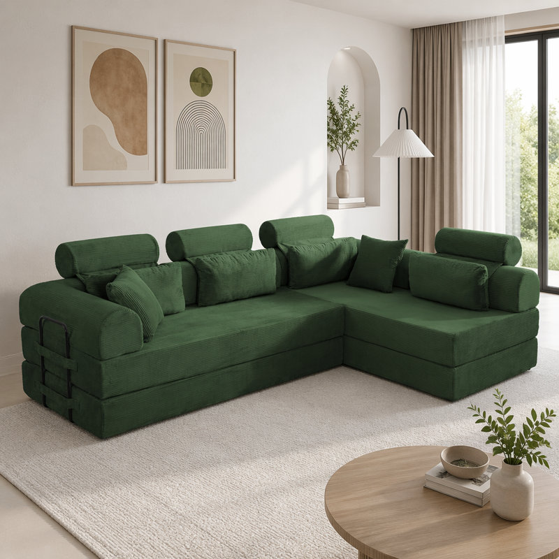 L shape Modular Sectional Sofa, Green