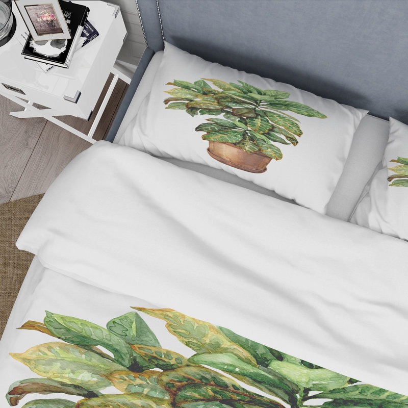 Pot de fleurs Croton In Clay - ensemble de housse de couette traditionnel - microfibre de polyester