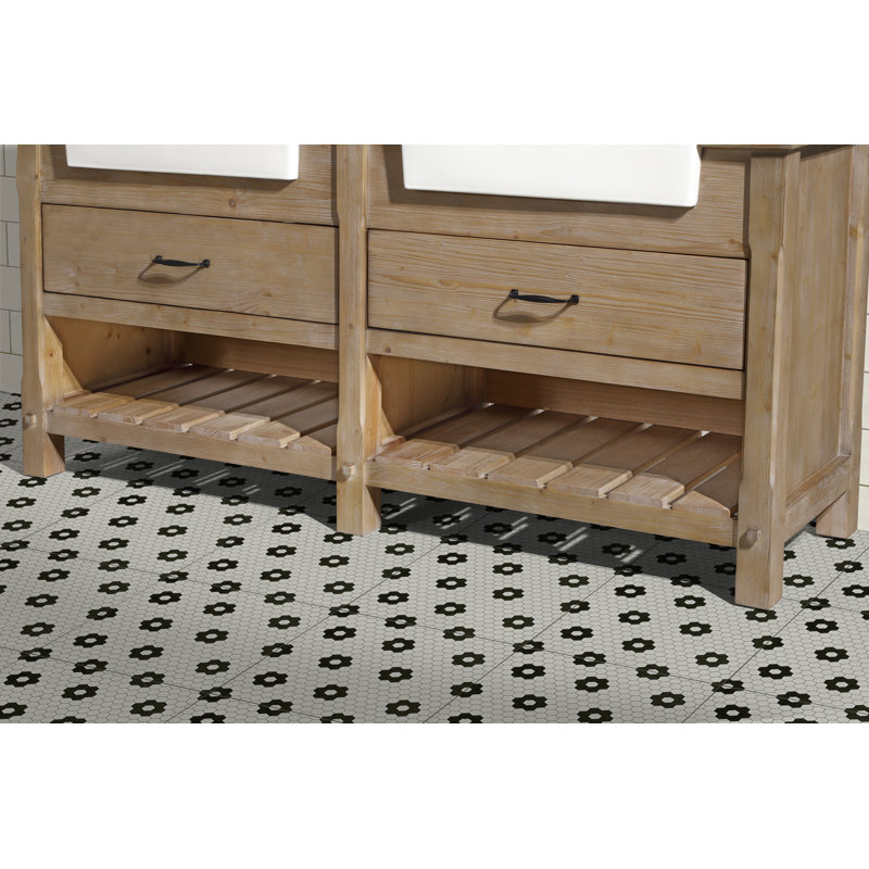Marina 72'' Double Bathroom Vanity with Marble Top, White Engineered Stone, Weathered Fir