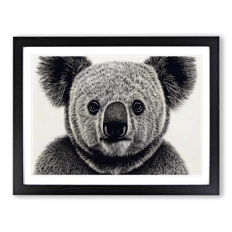 XH1022-8658X Super Koala Bear - Single Picture Frame Painting, Black, 25cm H x 34cm W x 2cm D