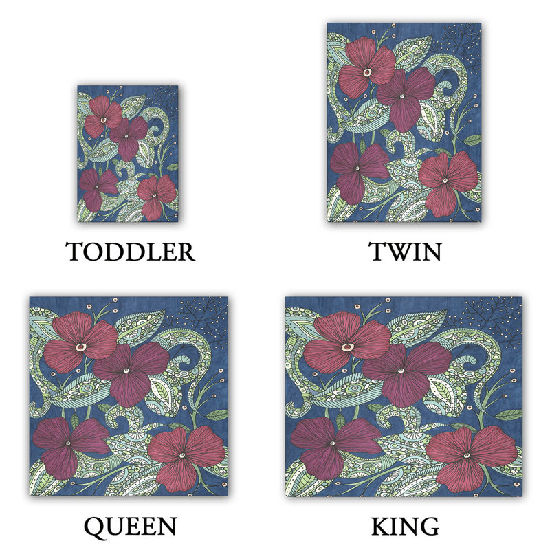 Ensemble de housse de couette à fleurs de jardin minuit, 1 housse de couette grand + 2 taies standards