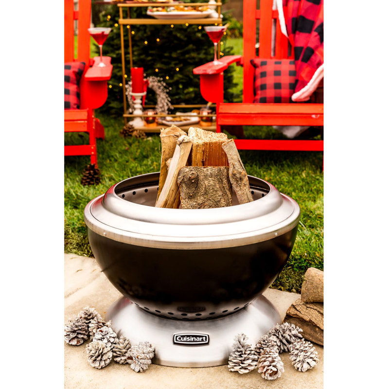 Cuisinart 24” Cleanburn Smokeless Fire Pit with Removable Base for Ash, Portable Wood Burning Outdoor Fireplace, Stainless Steel Smoke Free Outdoor Heater, Enhanced Airflow and Easy Cleanup