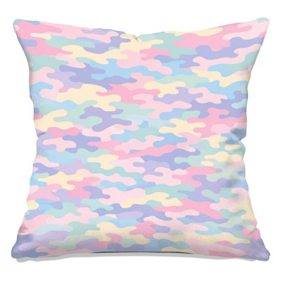 Pastel Camouflage Pattern Double Sided Throw Pillows