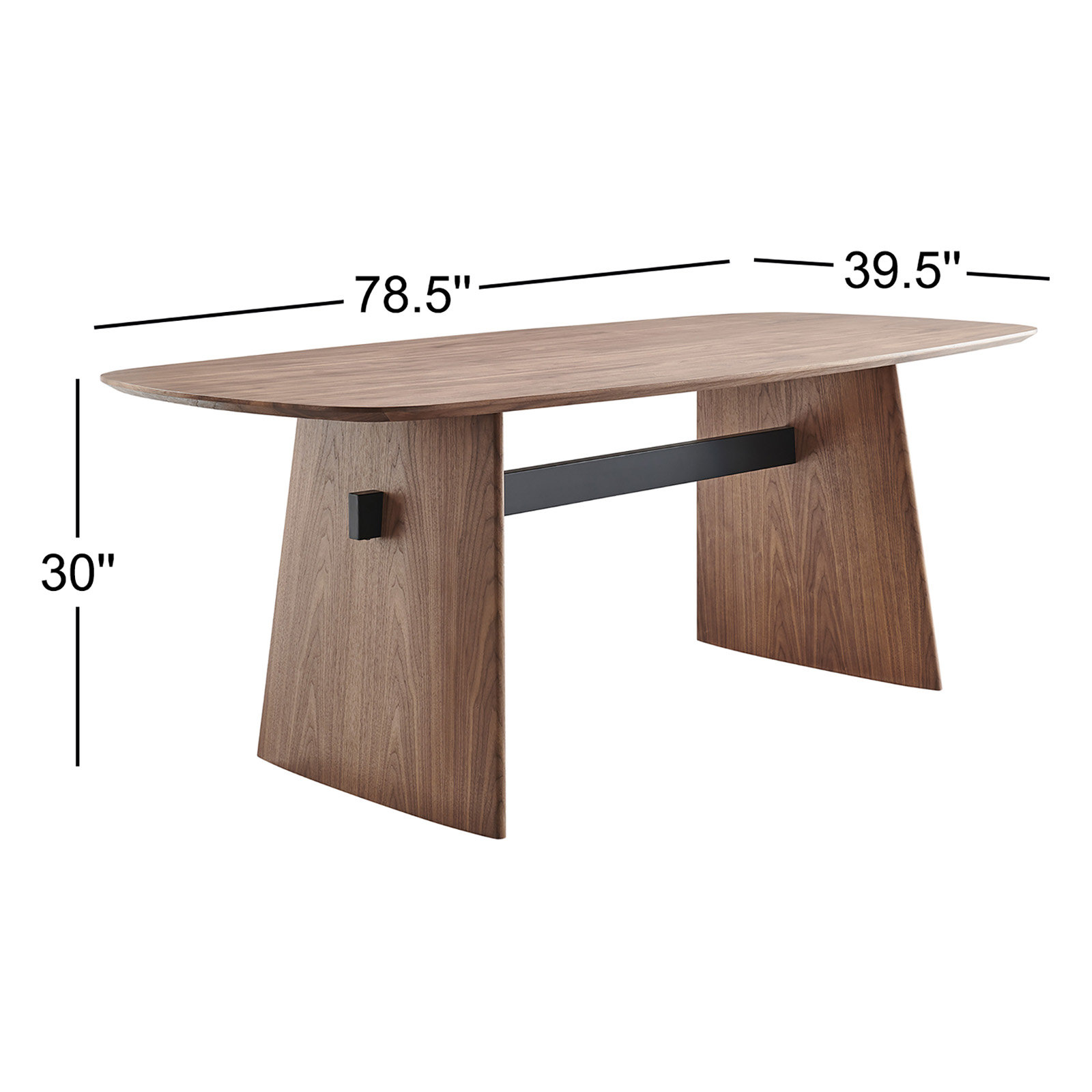 Chorlette Table Top And Base In Walnut With Matte Black Cross Bar
