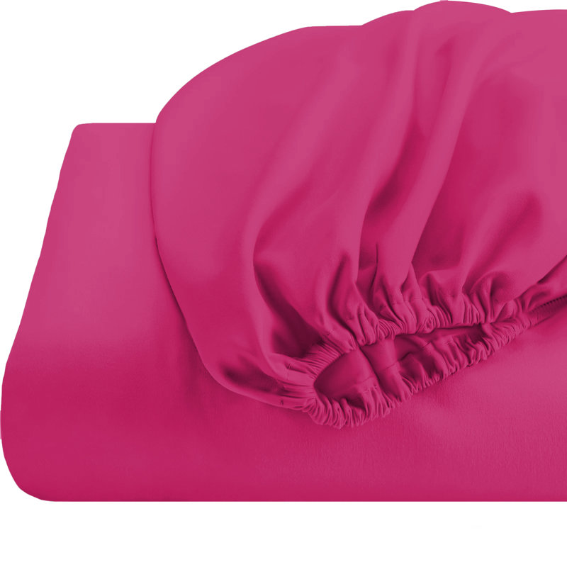 Super Soft 200 Thread Count Microfiber Brushed Fitted Bed Sheet, Hot Pink, Double (4'6)