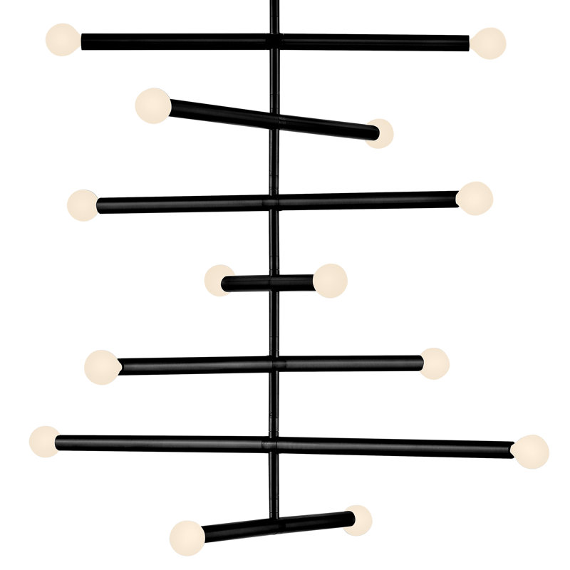 Millie 14-Light Multi-Tier Mid-Century Modern Chandelier, Black