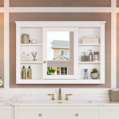 41.6"W x 28.7"H Wall-Mounted Mirror Medicine Cabinet with Soft-Close Hinges and Adjustable Shelf