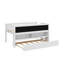 Lit mezzanine bas simple en bois avec tablettes de rangement, lit gigogne et tableau noir