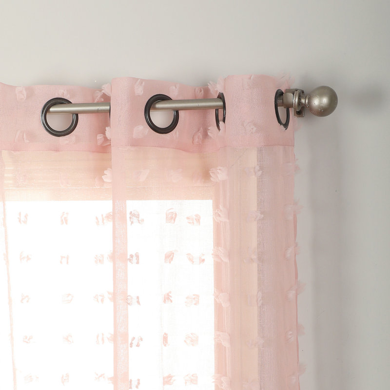 Panneaux de rideaux diaphanes de couleur unie avec œillets Gavril, Rose, l 37 po x L 95 po