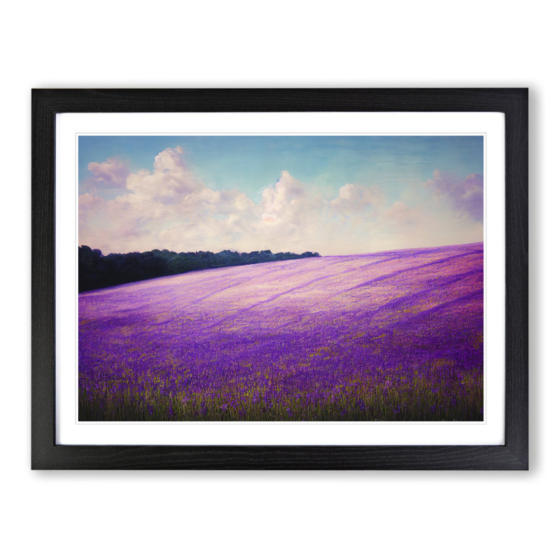 Dynamic Bluebell Field - Single Picture Frame Painting, Black, 25cm H x 34cm W x 2cm D