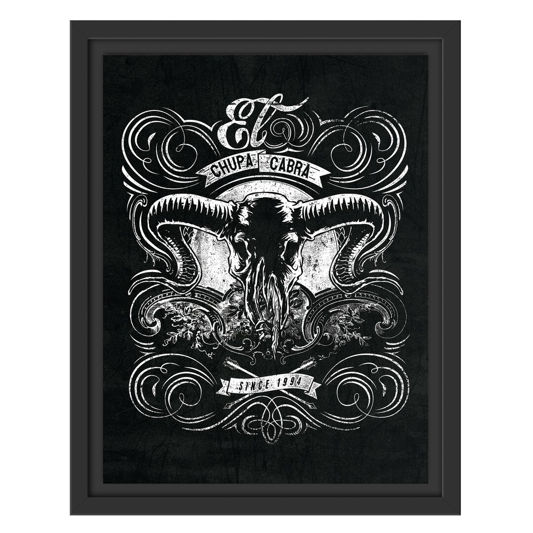 Gerahmtes Wandbild Chupacabra skull black