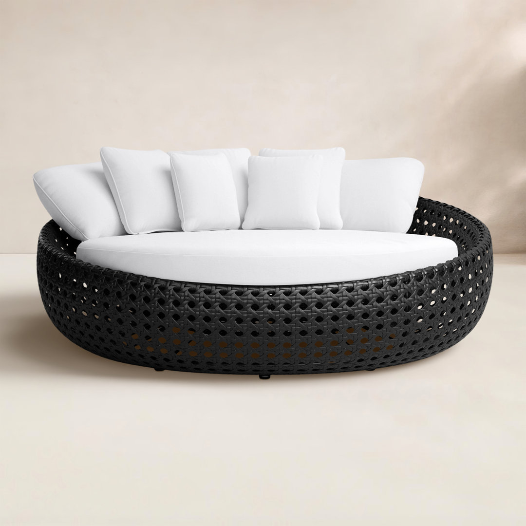 Claymore 82.5'' Wide Curved Premium All-Weather Wicker Patio Daybed with Sunbrella® Cushions Birch Lane™